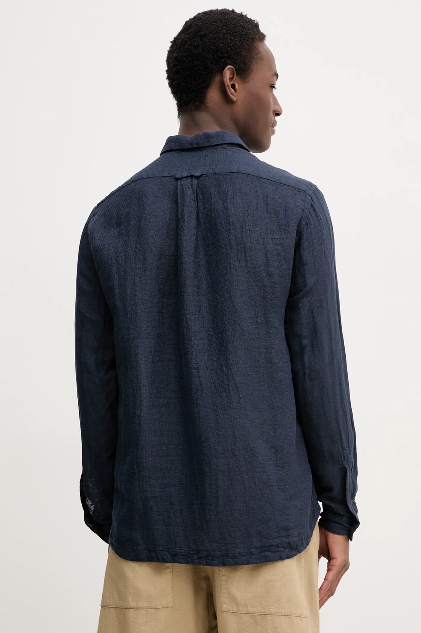 BARENA VENEZIA hosszú ujjú vászon ing Camicia Pavan S sötétkék, sima, CAU5071.3144 termék 2. képe