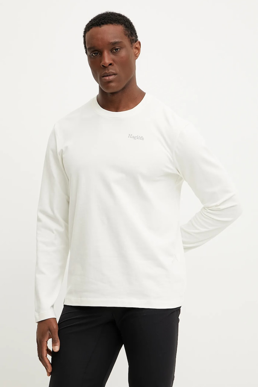 Haglöfs longsleeve barbati, culoarea bej, neted, 607660 Haglöfs longsleeve barbati, culoarea bej, neted, 607660