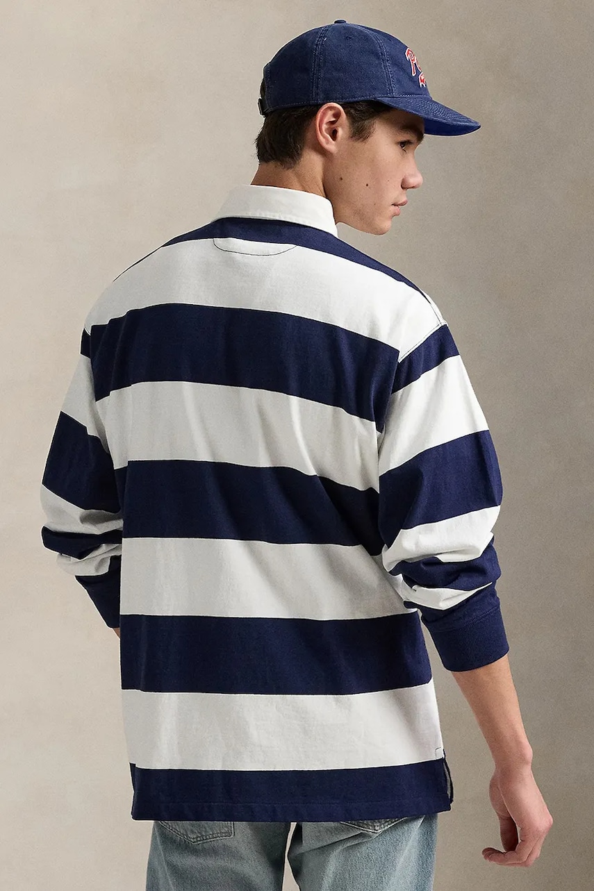 Хлопковый лонгслив Polo Ralph Lauren цвет белый узорный 710965471 Хлопковый лонгслив Polo Ralph Lauren цвет белый узорный 710965471