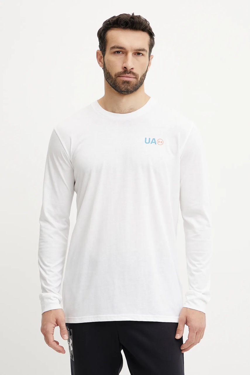 Μακρυμάνικο προπόνησης Under Armour Workwear Logo χρώμα: άσπρο, 1390167 φωτογραφία