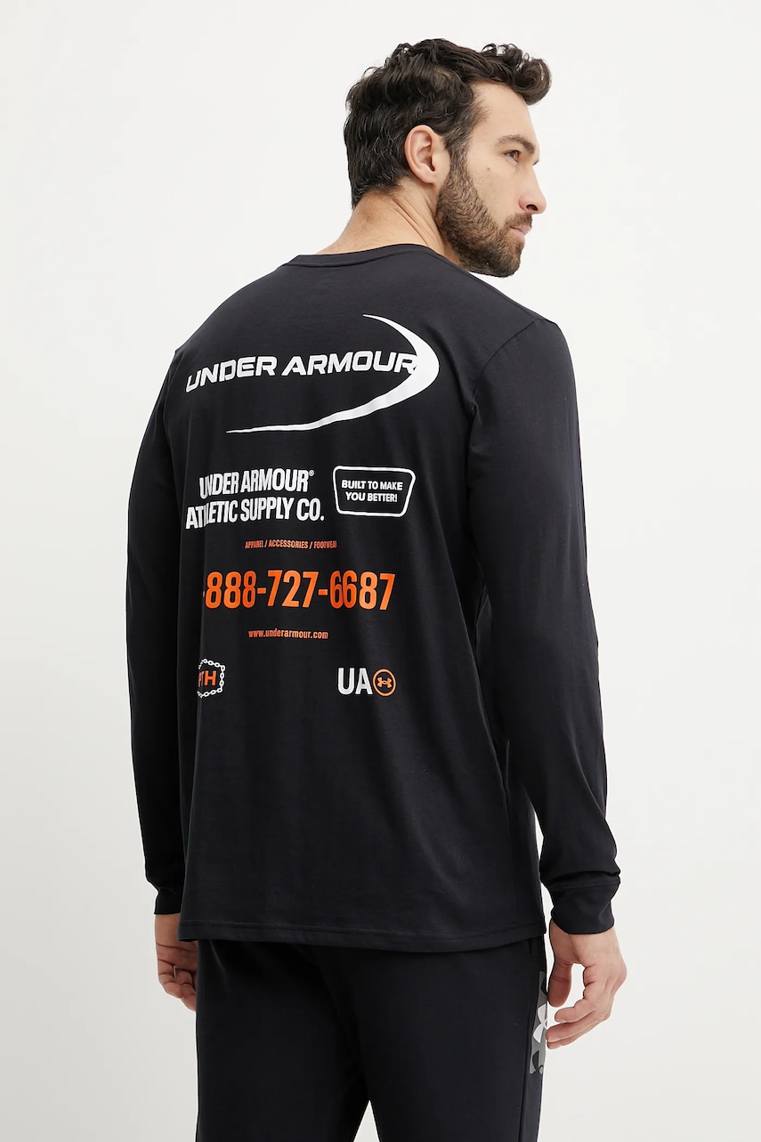 Under Armour mânecă lungă de antrenament Workwear Logo culoarea negru, cu imprimeu, 1390167