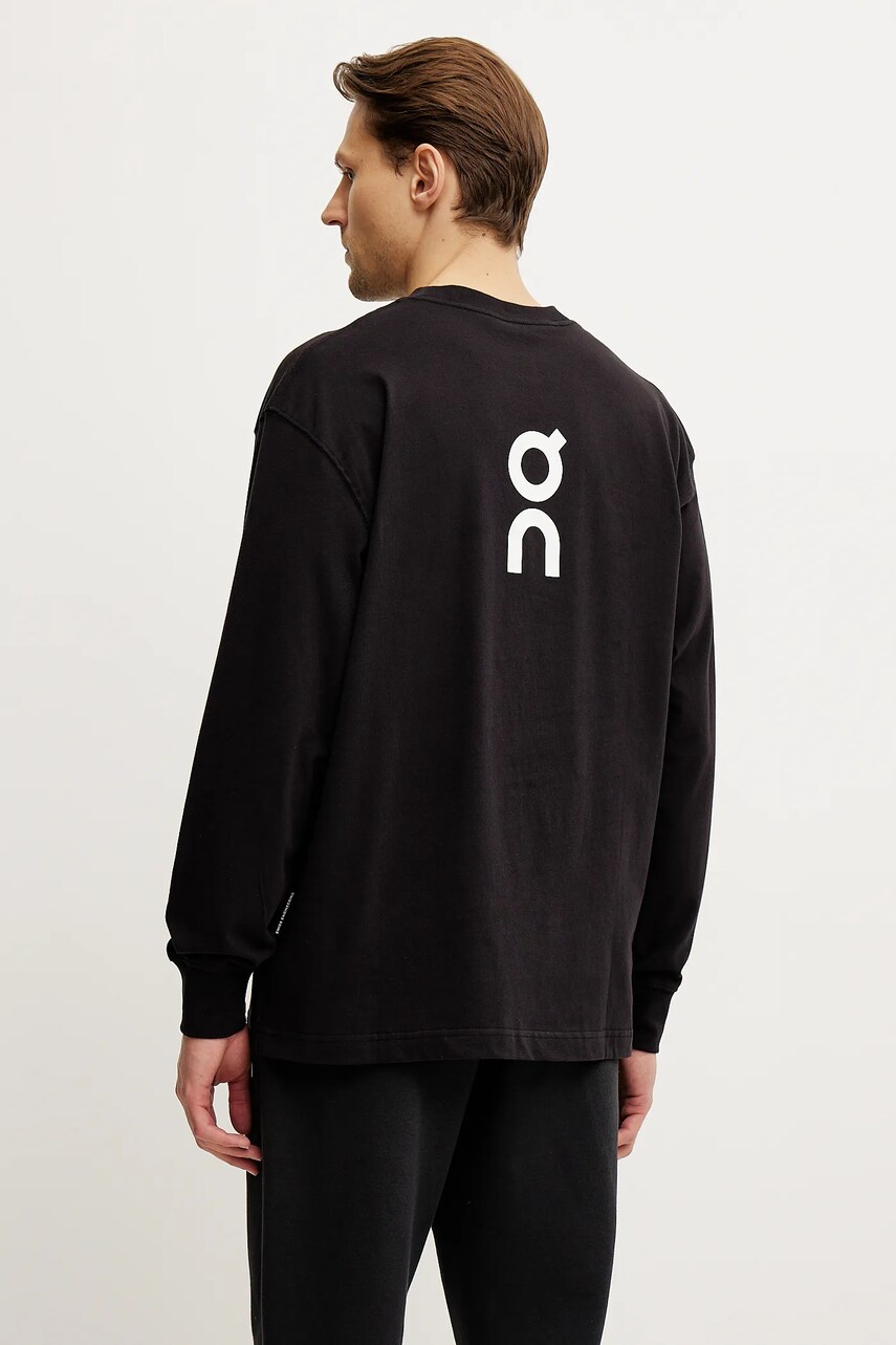 ON running longsleeve din bumbac Club culoarea negru, cu imprimeu, 1ME30120553