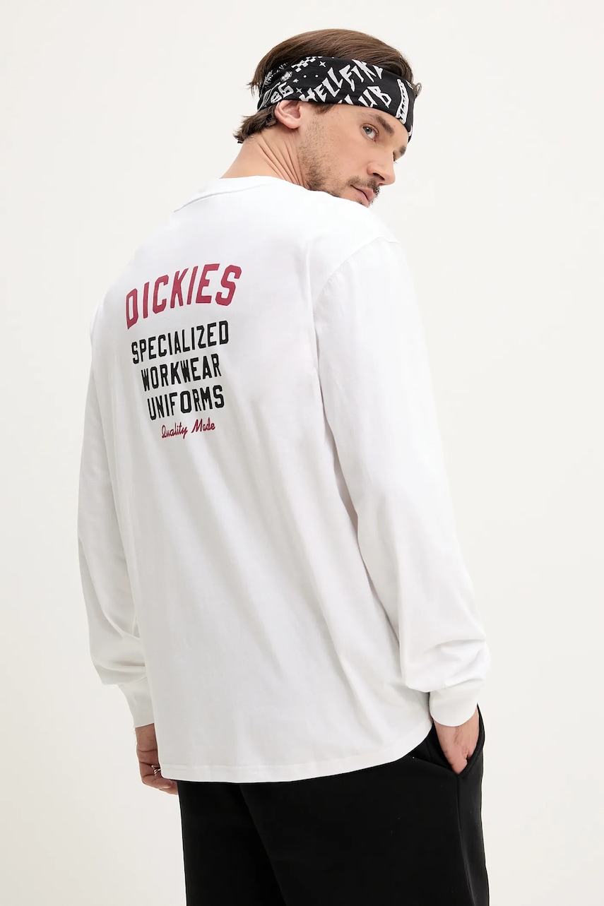 Dickies longsleeve din bumbac culoarea alb, modelator, DK0A4Z930WH1 Dickies longsleeve din bumbac culoarea alb, modelator, DK0A4Z930WH1