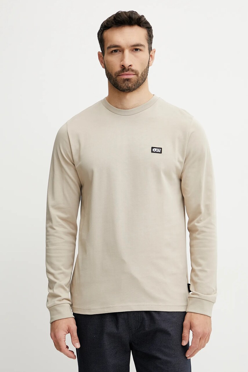 Picture longsleeve din bumbac Sican culoarea bej, uni, MTS1212