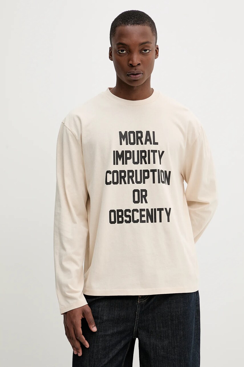 The Ragged Priest longsleeve din bumbac culoarea bej, cu imprimeu, RPSS252061JS
