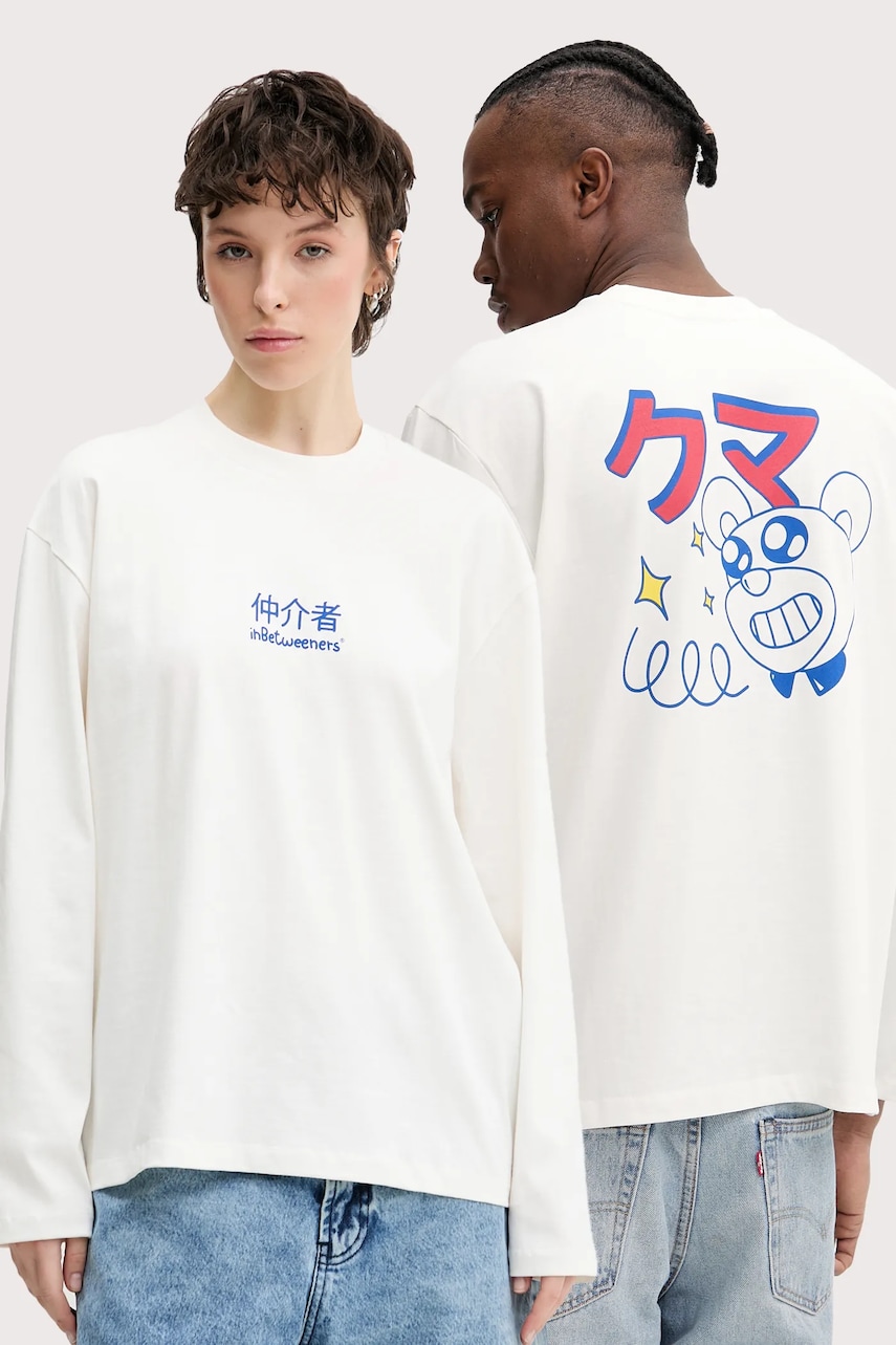 Inbetweeners longsleeve din bumbac culoarea bej, cu imprimeu, S5TWUATH037