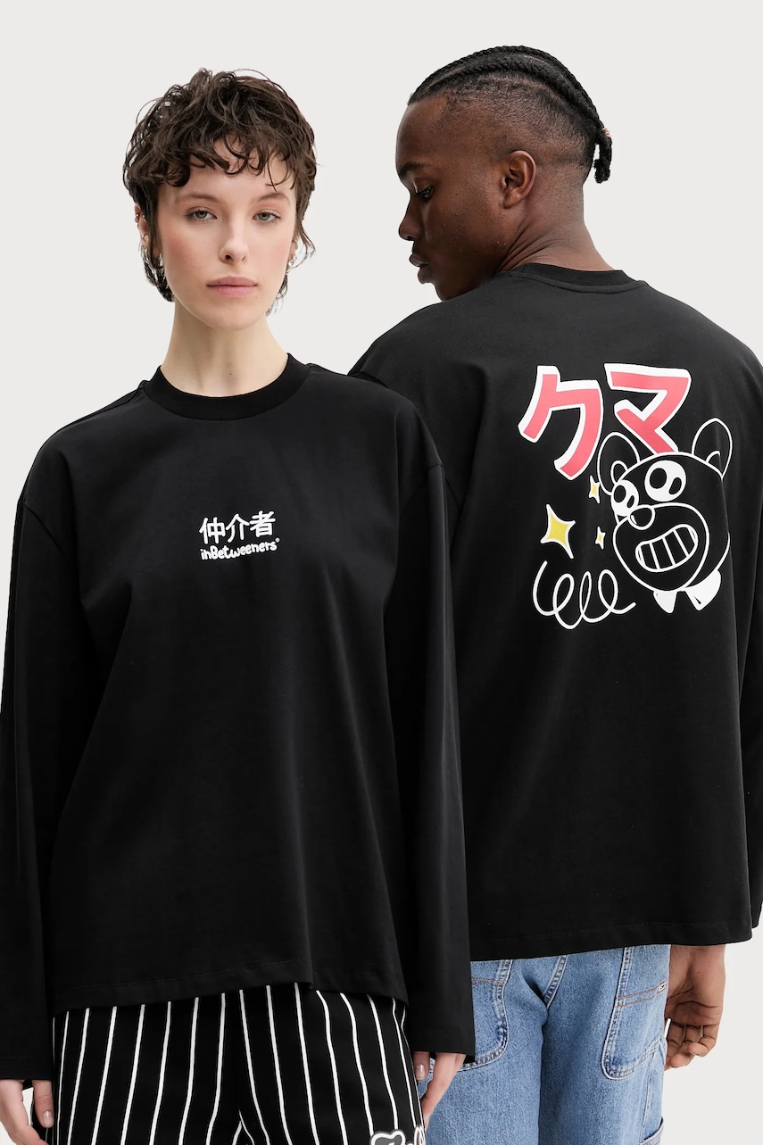 Inbetweeners longsleeve din bumbac culoarea negru, cu imprimeu, S5TWUATH037