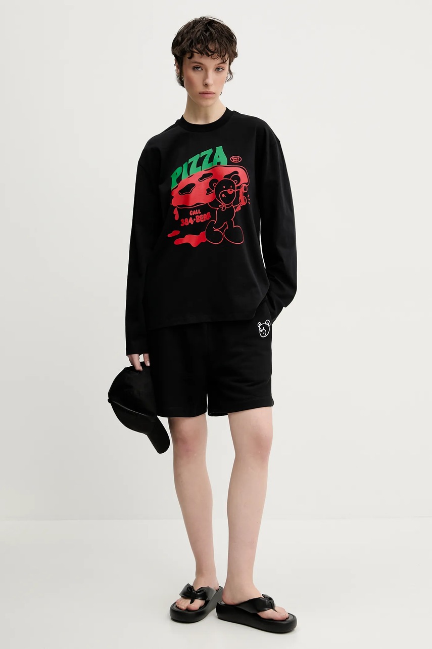 Βαμβακερή μπλούζα με μακριά μανίκια Inbetweeners χρώμα: μαύρο, S5TWUATH042 φωτογραφία