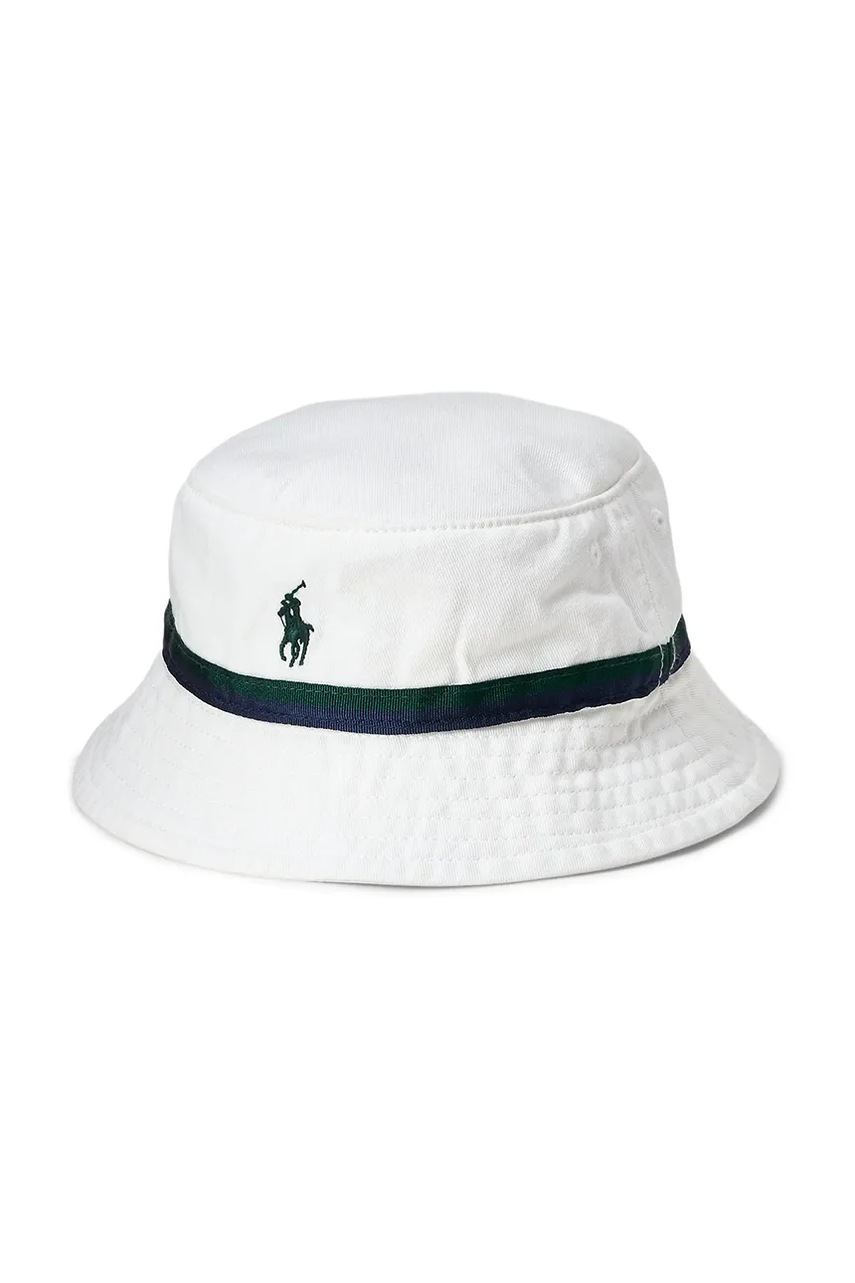 Детская хлопковая шляпа Polo Ralph Lauren Wimbledon Collection цвет белый хлопковая 320970406001