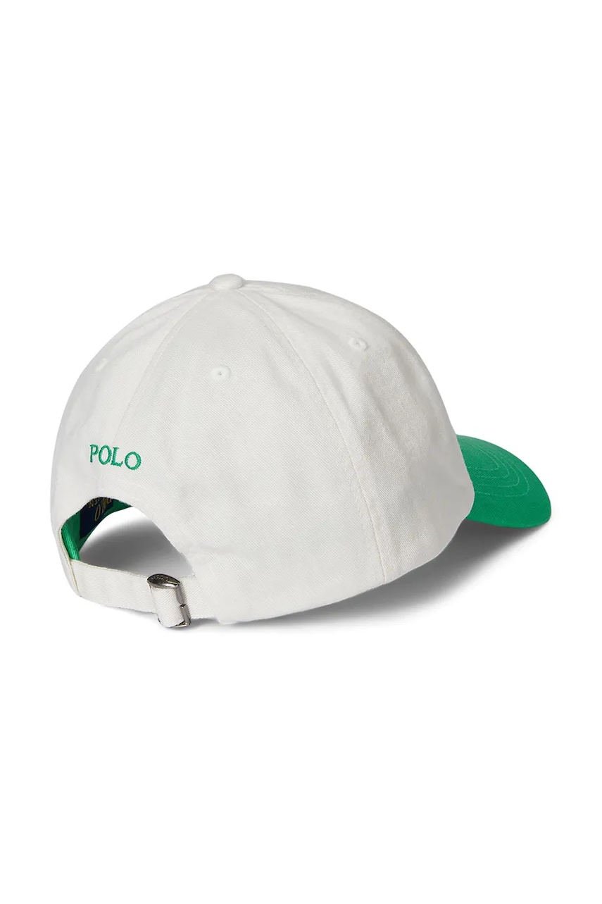 Детская хлопковая кепка Polo Ralph Lauren цвет белый с аппликацией 323963967002 Детская хлопковая кепка Polo Ralph Lauren цвет белый с аппликацией 323963967002