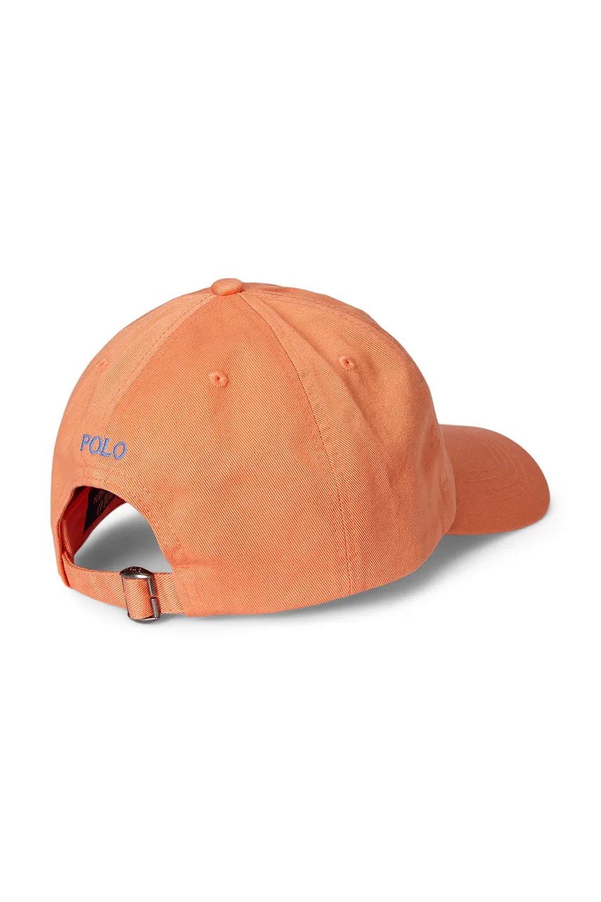 Детская хлопковая кепка Polo Ralph Lauren цвет оранжевый с аппликацией 323785653065