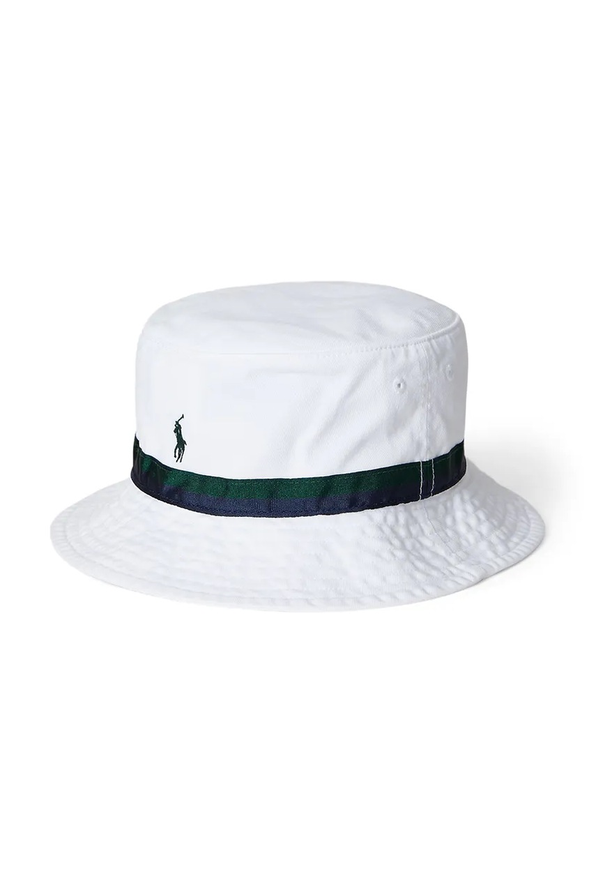 Детская хлопковая шляпа Polo Ralph Lauren Wimbledon Collection цвет белый из тонкого трикотажа 322970406001