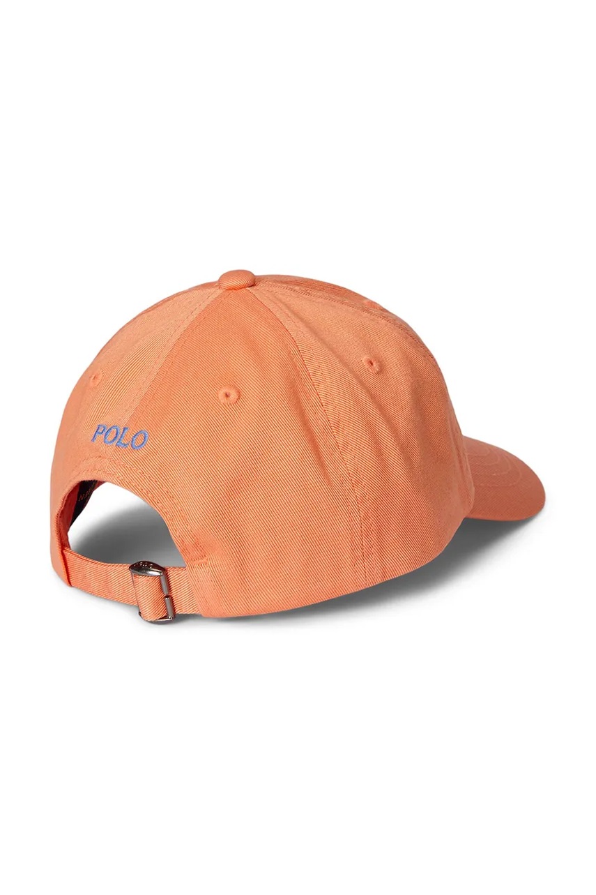 Детская хлопковая кепка Polo Ralph Lauren цвет оранжевый с аппликацией 322785653065