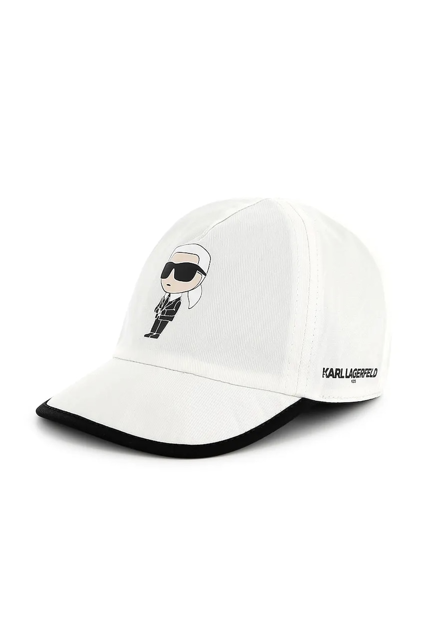 Karl Lagerfeld șapcă din bumbac pentru copii culoarea alb, cu imprimeu, Z30574