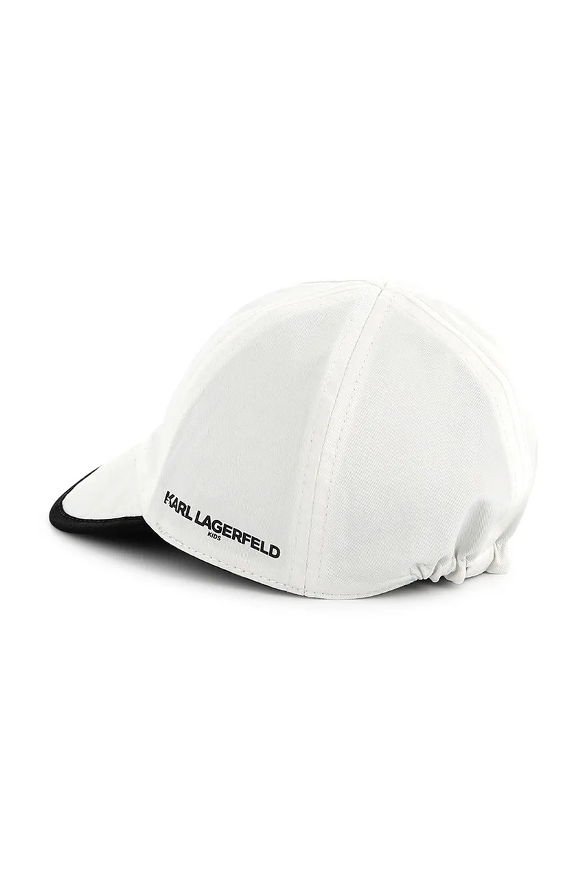 Детская хлопковая кепка Karl Lagerfeld цвет белый с аппликацией Z30574 Детская хлопковая кепка Karl Lagerfeld цвет белый с аппликацией Z30574