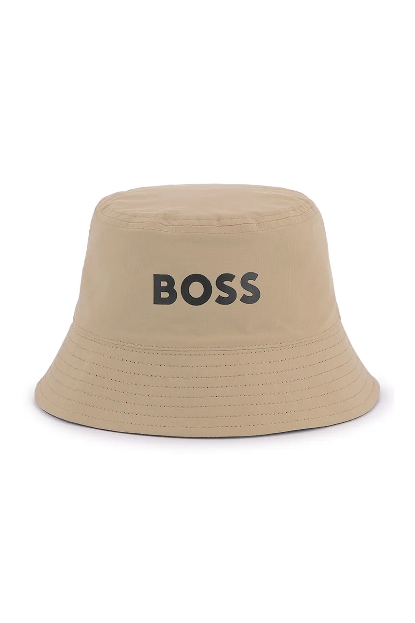 BOSS pălărie reversibilă pentru copii culoarea bej, J52267 BOSS pălărie reversibilă pentru copii culoarea bej, J52267