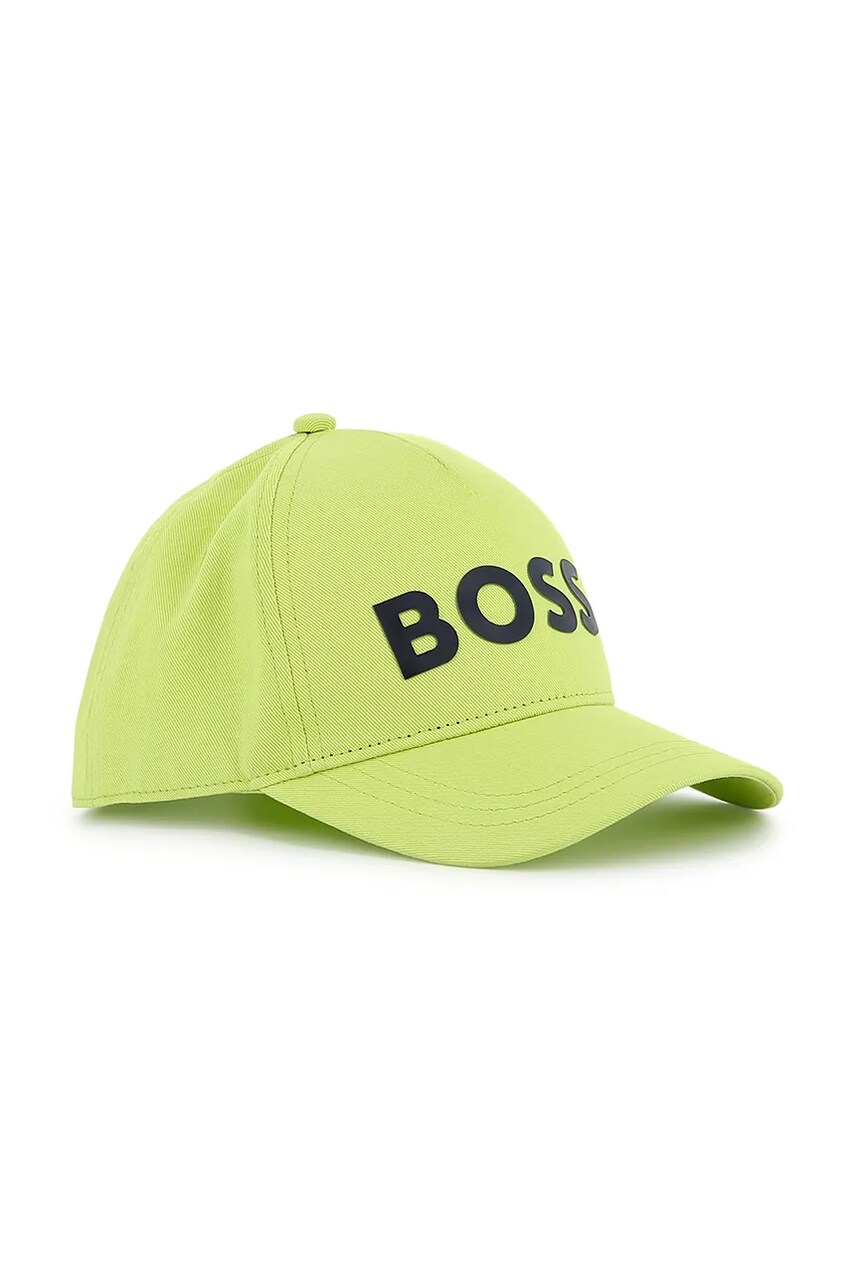 BOSS șapcă din bumbac pentru copii culoarea verde, cu imprimeu, J51681