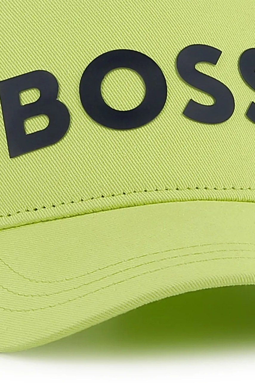 Дитяча бавовняна кепка BOSS колір зелений з аплікацією J51681