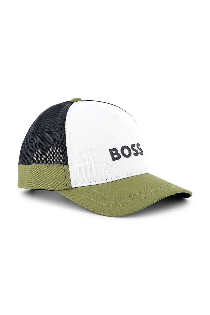 BOSS șapcă din bumbac pentru copii culoarea verde, cu imprimeu, J51687