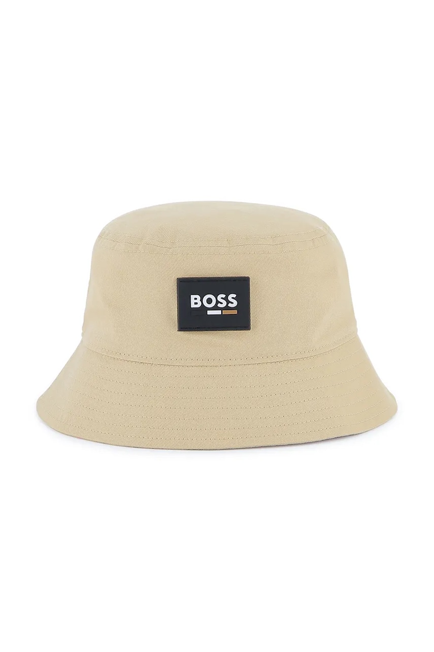 Dětský bavlněný klobouk BOSS béžová barva, J51690