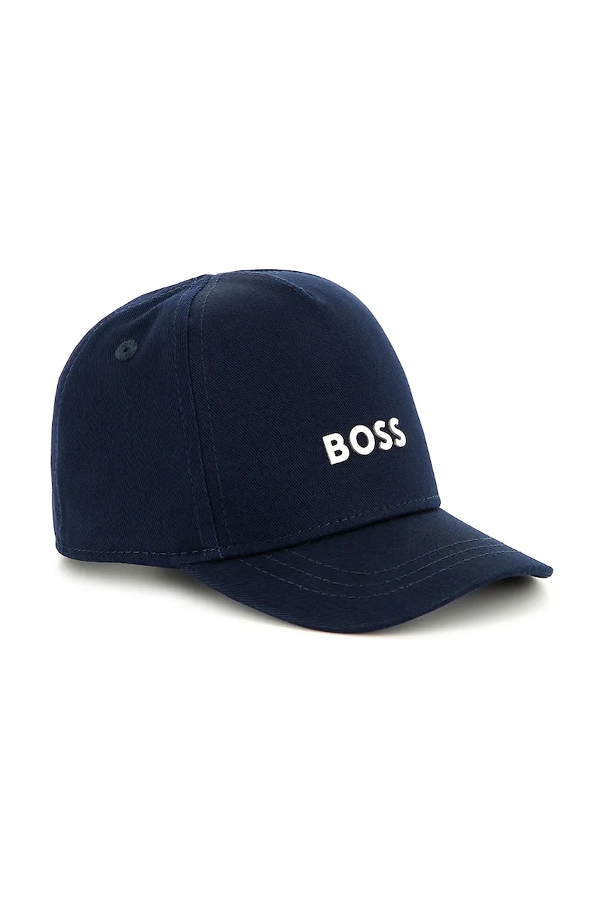 BOSS șapcă din bumbac pentru copii culoarea albastru marin, neted, J51693