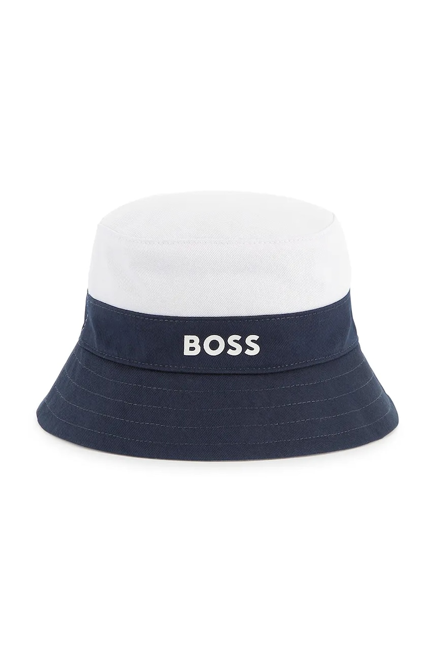 BOSS pălărie reversibilă din bumbac pentru copii culoarea albastru marin, bumbac, J51698 BOSS pălărie reversibilă din bumbac pentru copii culoarea albastru marin, bumbac, J51698