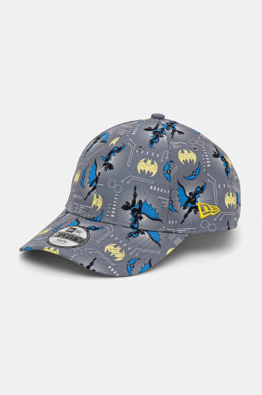 New Era șapcă din bumbac pentru copii BATMAN culoarea gri, modelator, 60595406