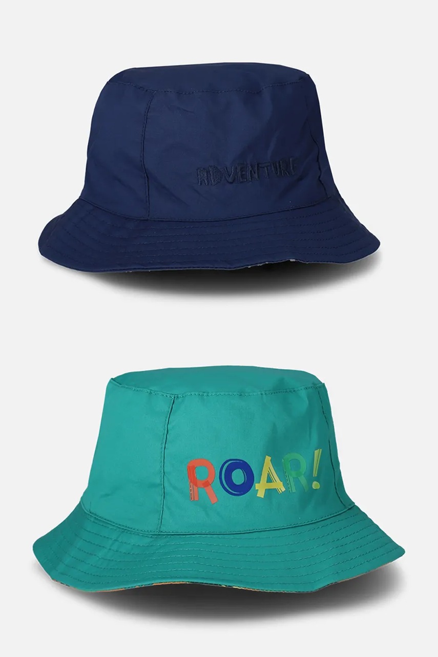 Coccodrillo pălărie reversibilă din bumbac pentru copii culoarea turcoaz, bumbac, ACCESSORIES SUMMER BOY