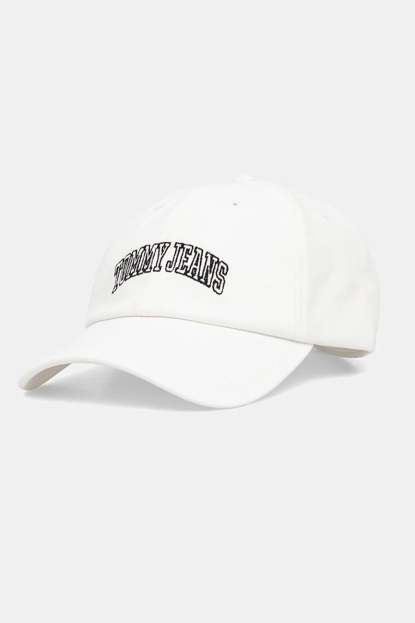 Tommy Jeans șapcă de baseball din bumbac culoarea alb, cu imprimeu, AW0AW16992 Tommy Jeans șapcă de baseball din bumbac culoarea alb, cu imprimeu, AW0AW16992