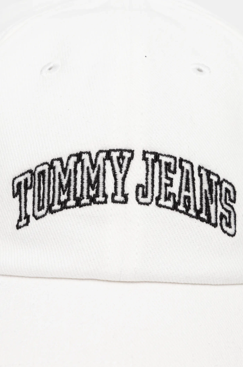 Pamučna Kapa Sa šiltom Tommy Jeans Boja: Bijela, S Aplikacijom, AW0AW16992