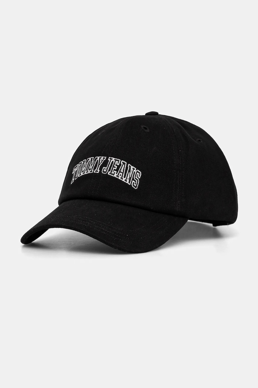 Tommy Jeans șapcă de baseball din bumbac culoarea negru, cu imprimeu, AW0AW16992 Tommy Jeans șapcă de baseball din bumbac culoarea negru, cu imprimeu, AW0AW16992