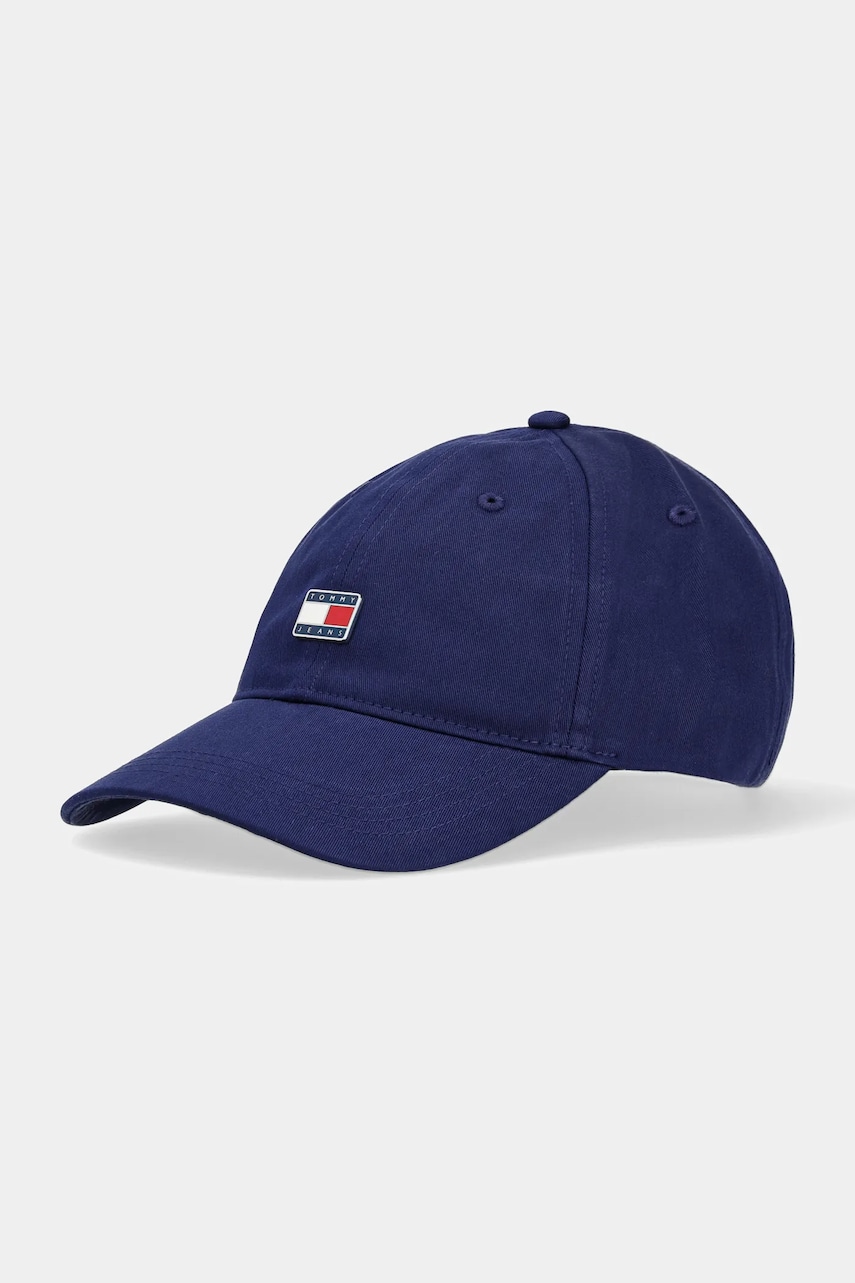 Tommy Jeans șapcă de baseball din bumbac culoarea bleumarin, cu imprimeu, AW0AW16986 Tommy Jeans șapcă de baseball din bumbac culoarea bleumarin, cu imprimeu, AW0AW16986