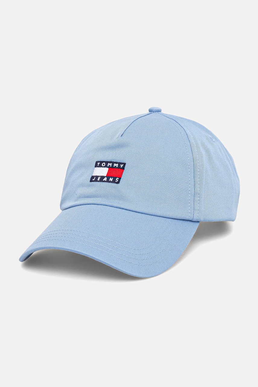 Tommy Jeans șapcă de baseball din bumbac culoarea bej, cu imprimeu, AW0AW16991