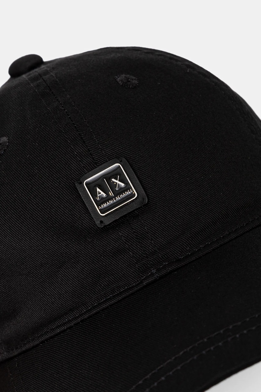 Хлопковая кепка Armani Exchange цвет чёрный с аппликацией XW000312 AF12128 Хлопковая кепка Armani Exchange цвет чёрный с аппликацией XW000312 AF12128