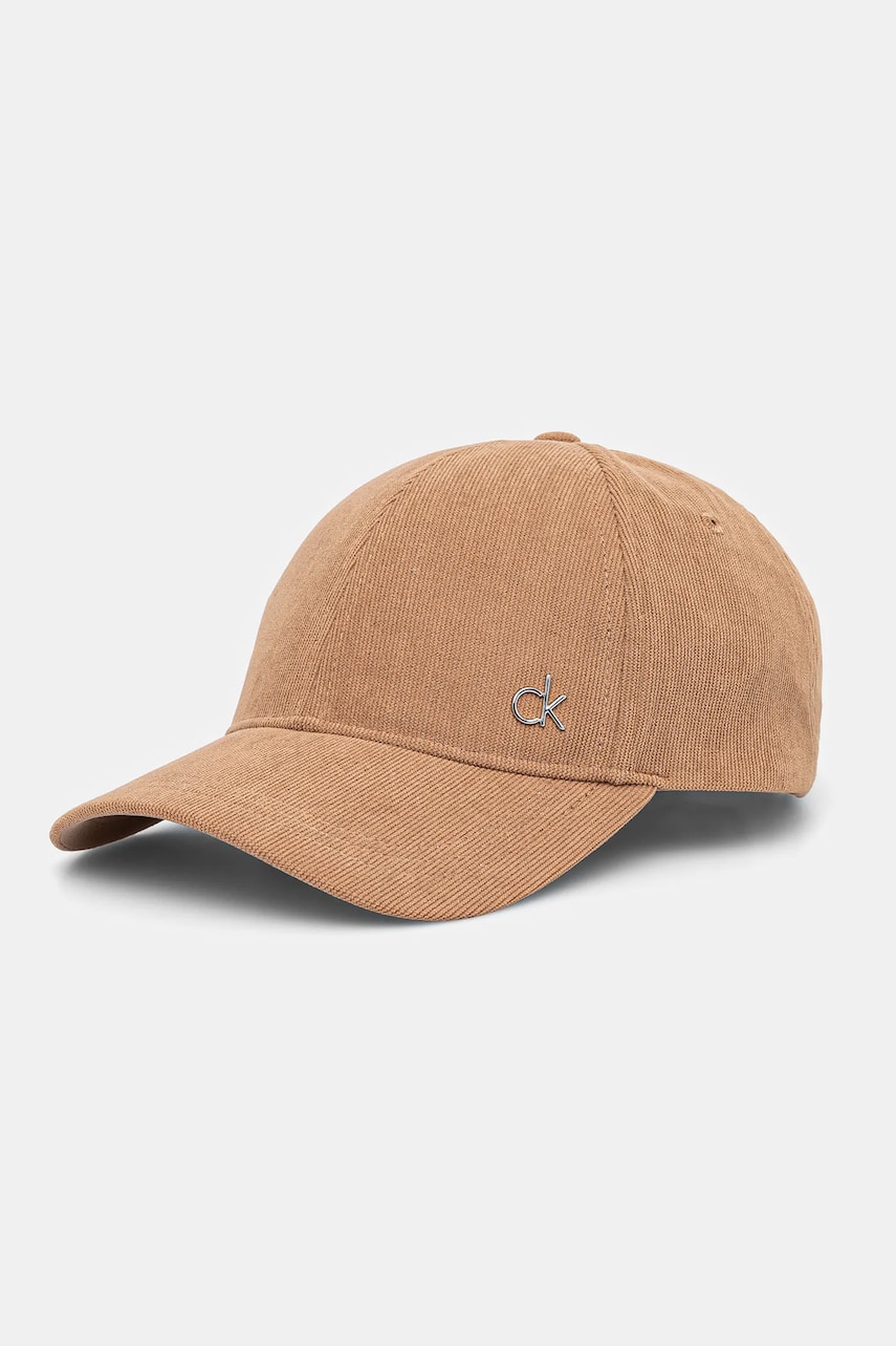 Levně Manšestrová kšiltovka Calvin Klein béžová barva, K60K612894