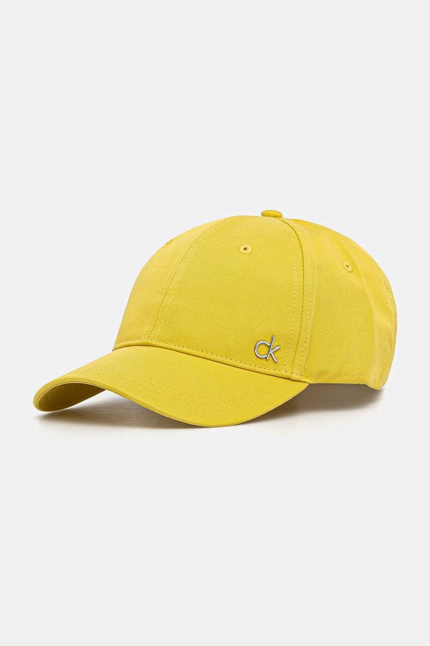 Levně Bavlněná baseballová čepice Calvin Klein žlutá barva, s aplikací, K60K613102