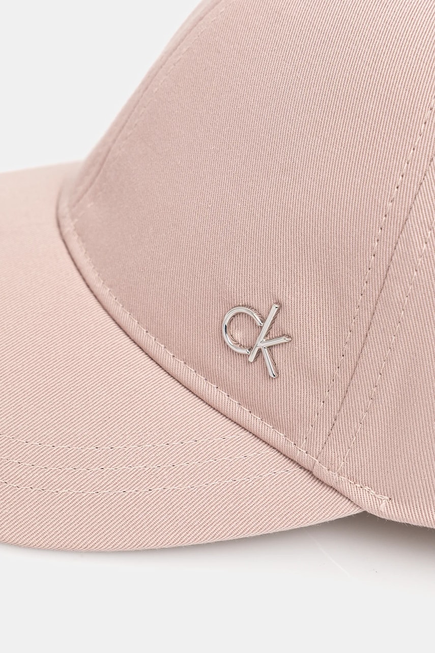Хлопковая кепка Calvin Klein цвет розовый с аппликацией K60K613102 Хлопковая кепка Calvin Klein цвет розовый с аппликацией K60K613102