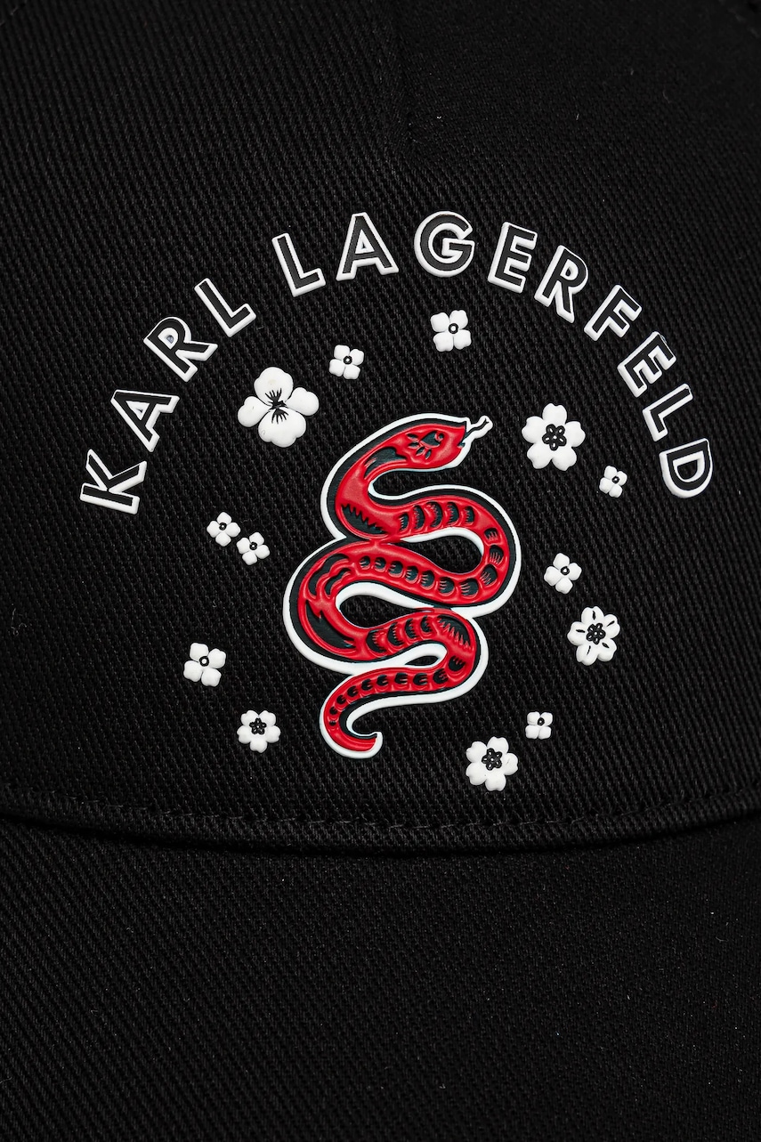 Хлопковая кепка Karl Lagerfeld цвет чёрный с аппликацией A1W33155 Хлопковая кепка Karl Lagerfeld цвет чёрный с аппликацией A1W33155