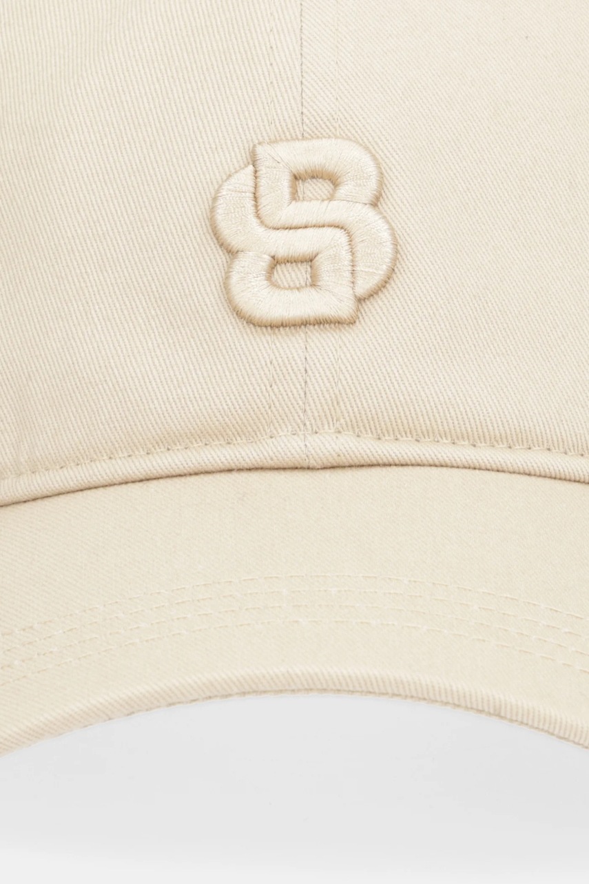 Хлопковая кепка BOSS цвет бежевый с аппликацией 50533348