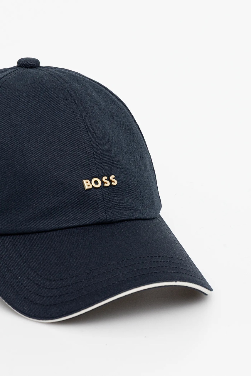 Хлопковая кепка BOSS цвет синий с аппликацией 50533367