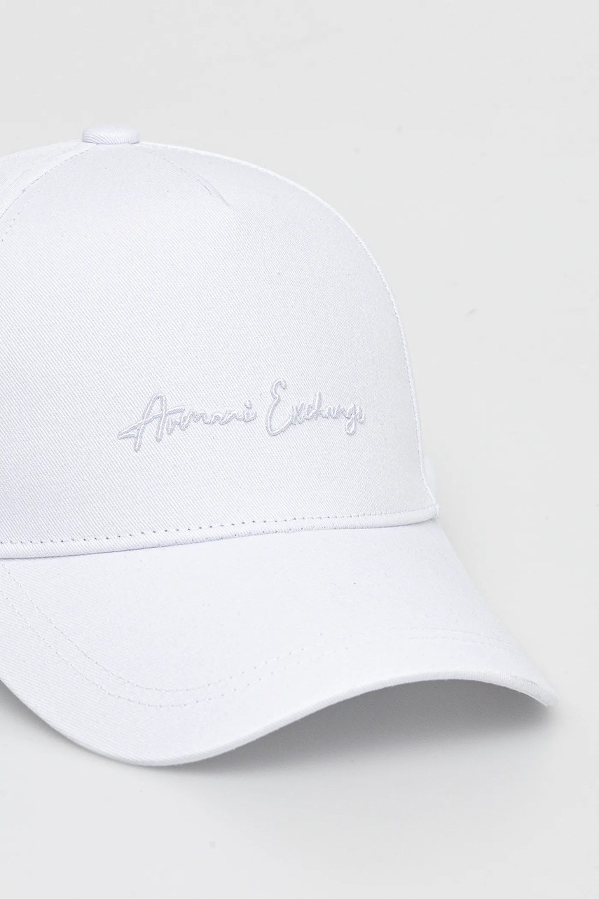Хлопковая кепка Armani Exchange цвет белый с аппликацией XW000956 AF13848 Хлопковая кепка Armani Exchange цвет белый с аппликацией XW000956 AF13848