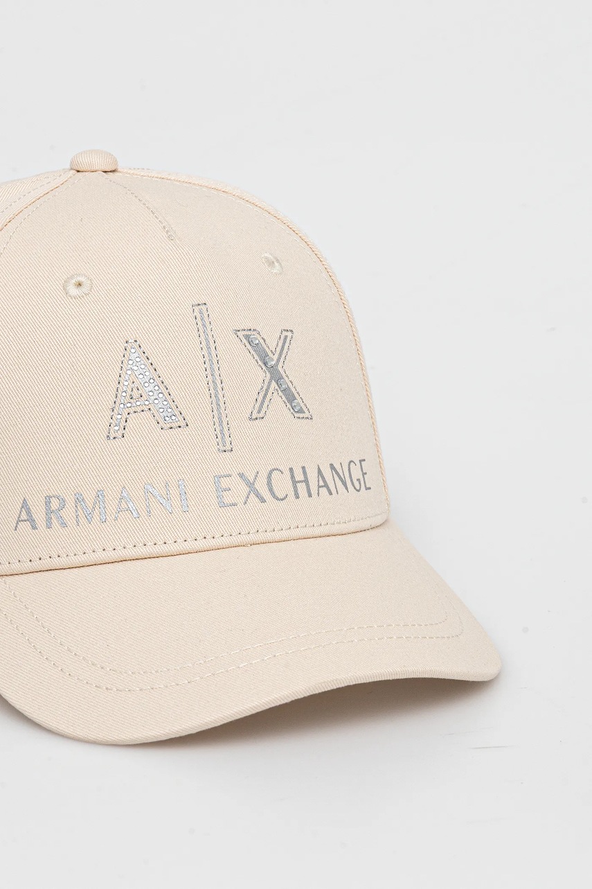 Хлопковая кепка Armani Exchange цвет бежевый с аппликацией XW000873 AF13334