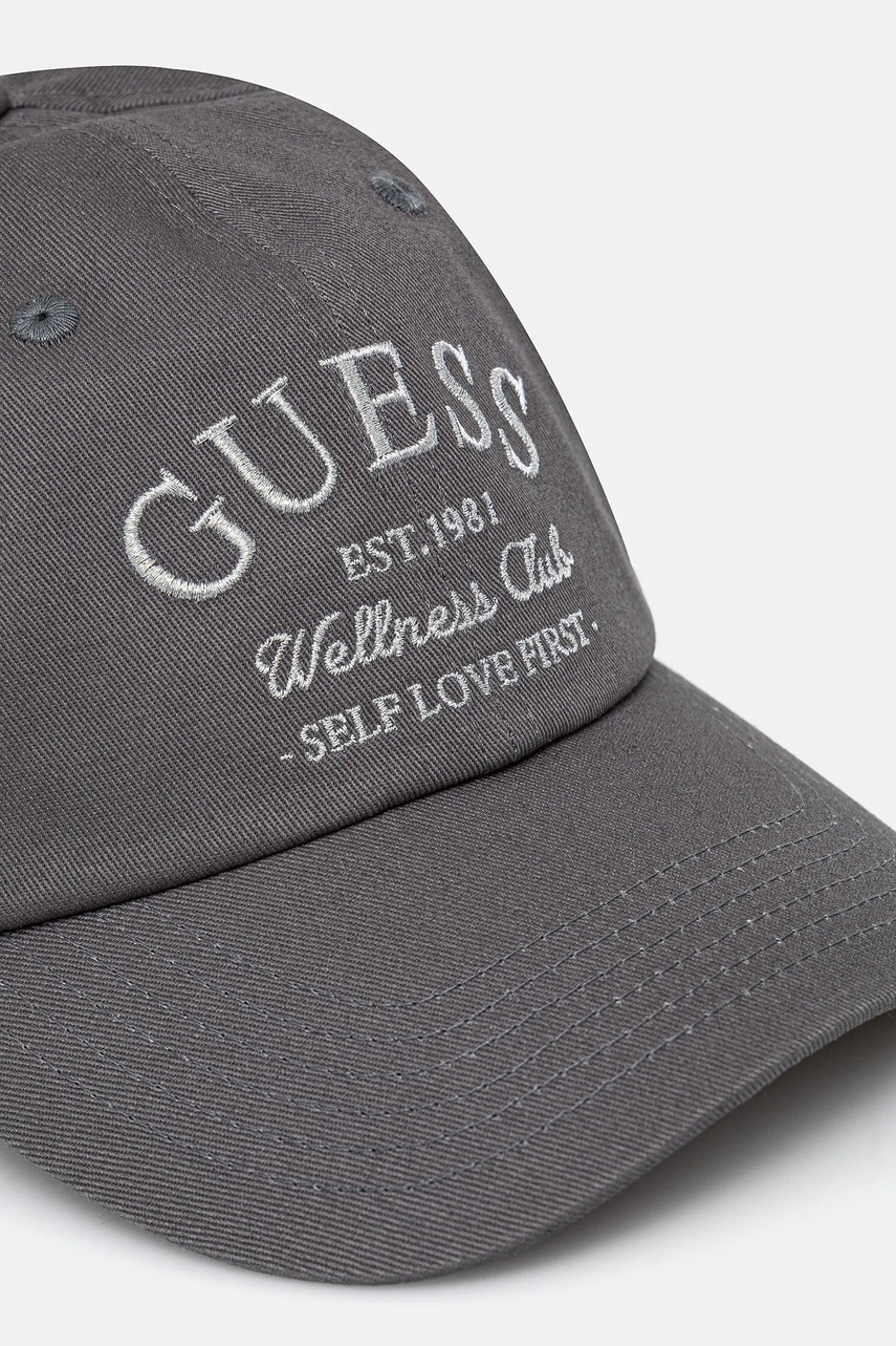 Хлопковая кепка Guess LUREX цвет серый с аппликацией V5RZ03 WFKN0 Хлопковая кепка Guess LUREX цвет серый с аппликацией V5RZ03 WFKN0