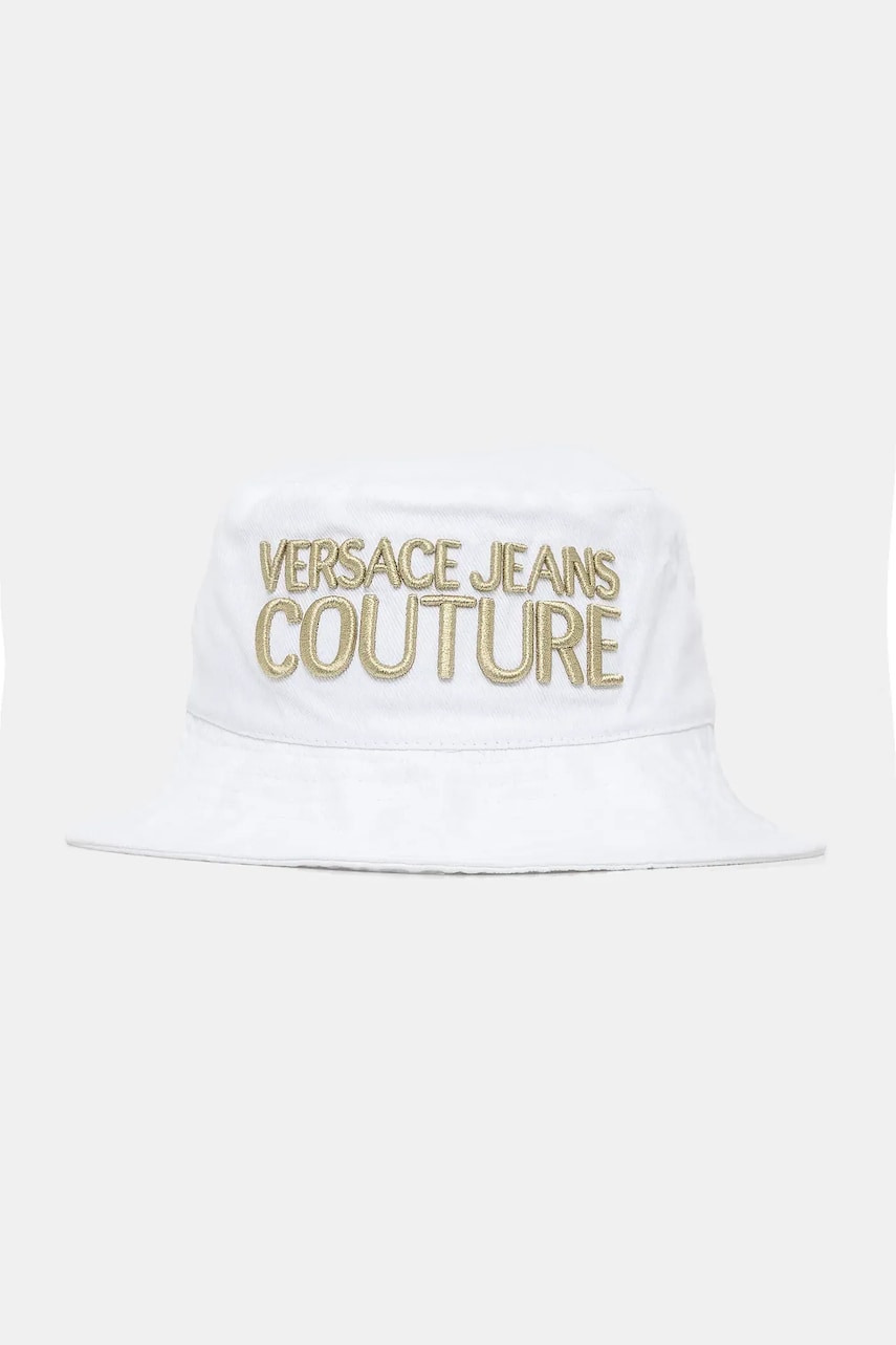Levně Bavlněný klobouk Versace Jeans Couture dámská, bílá barva, 78HAZK04 ZG365
