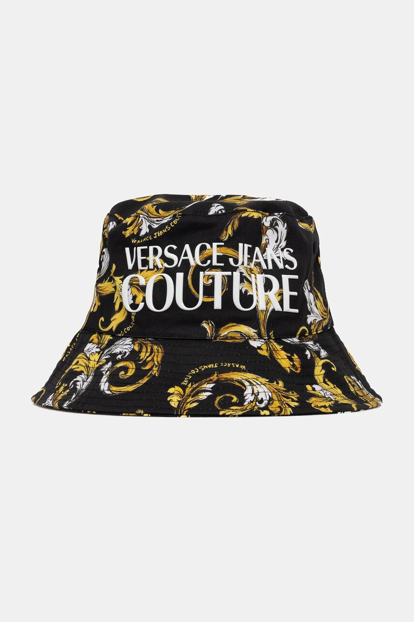 Levně Bavlněný klobouk Versace Jeans Couture dámská, černá barva, 78HAZK06 ZG364