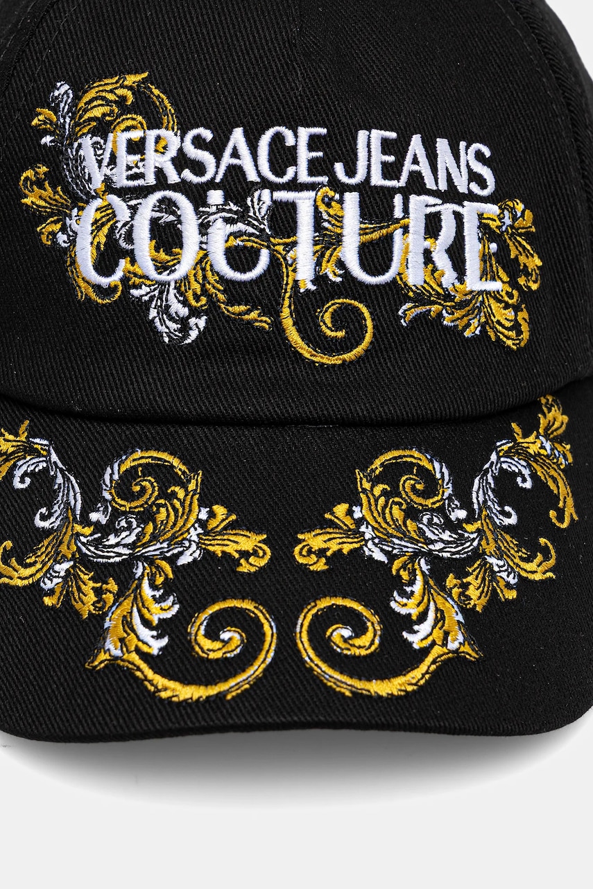 Хлопковая кепка Versace Jeans Couture женская цвет чёрный узор 78HAZK17 ZG367 Хлопковая кепка Versace Jeans Couture женская цвет чёрный узор 78HAZK17 ZG367