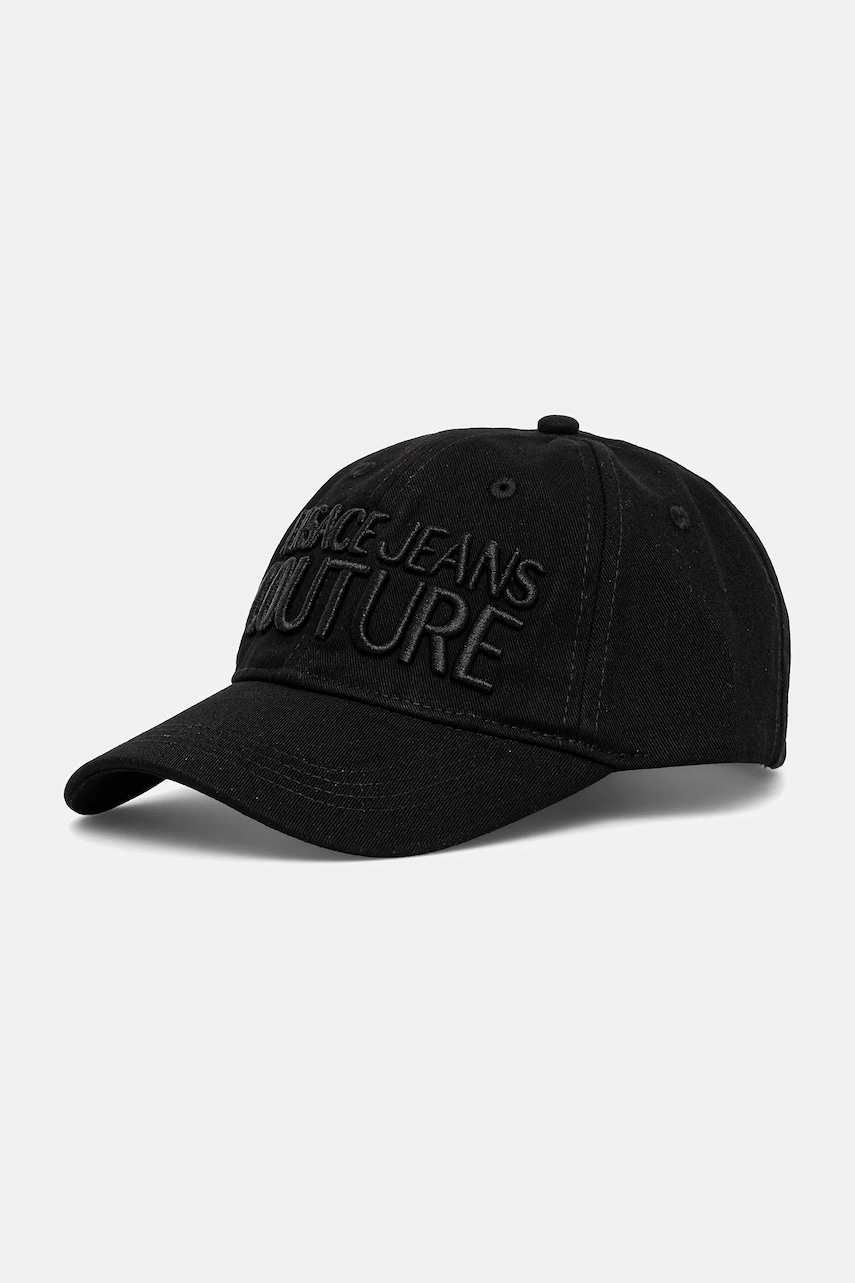 Versace Jeans Couture șapcă de baseball din bumbac femei, culoarea negru, cu imprimeu, 78HAZK32 ZG365 Versace Jeans Couture șapcă de baseball din bumbac femei, culoarea negru, cu imprimeu, 78HAZK32 ZG365