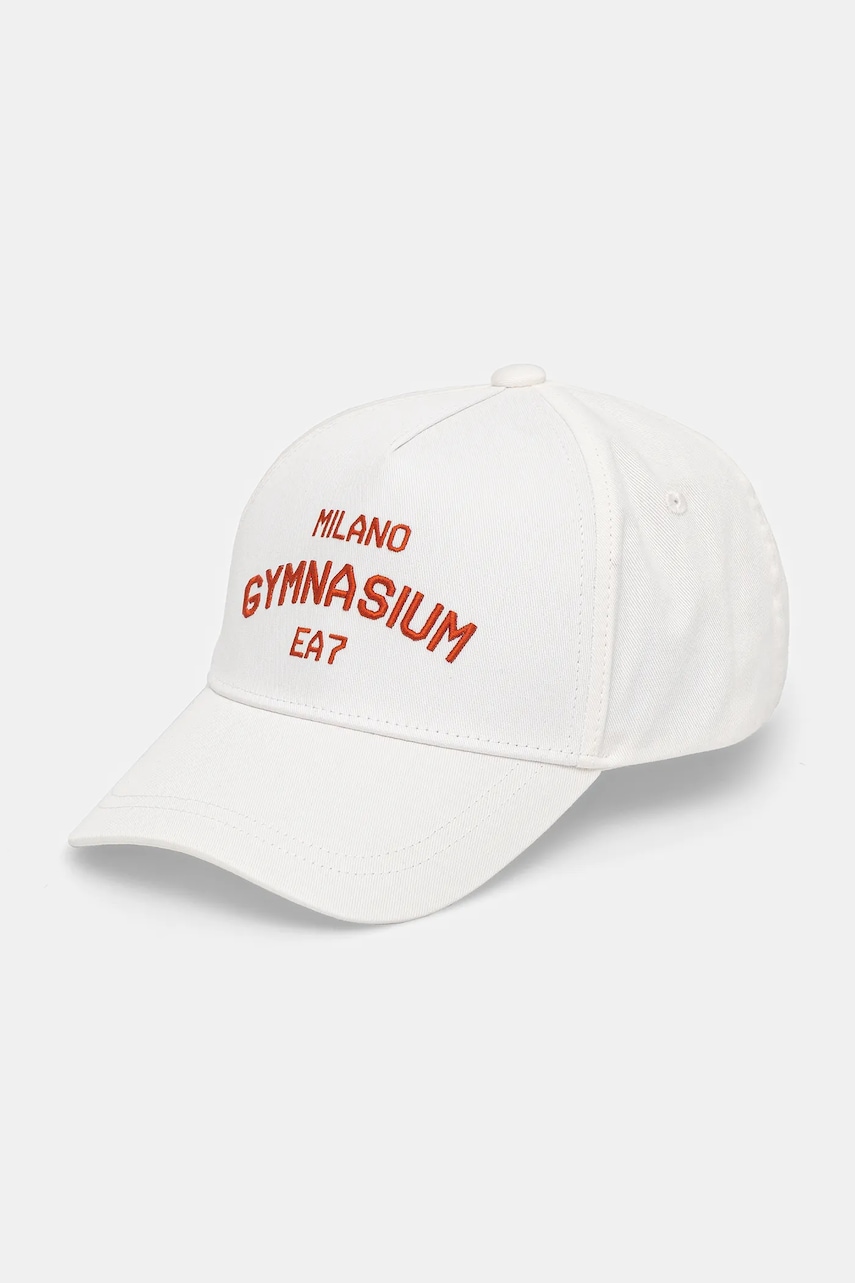 EA7 Emporio Armani sapca de baseball din bumbac culoarea alb, cu imprimeu, AF13034.7W000334