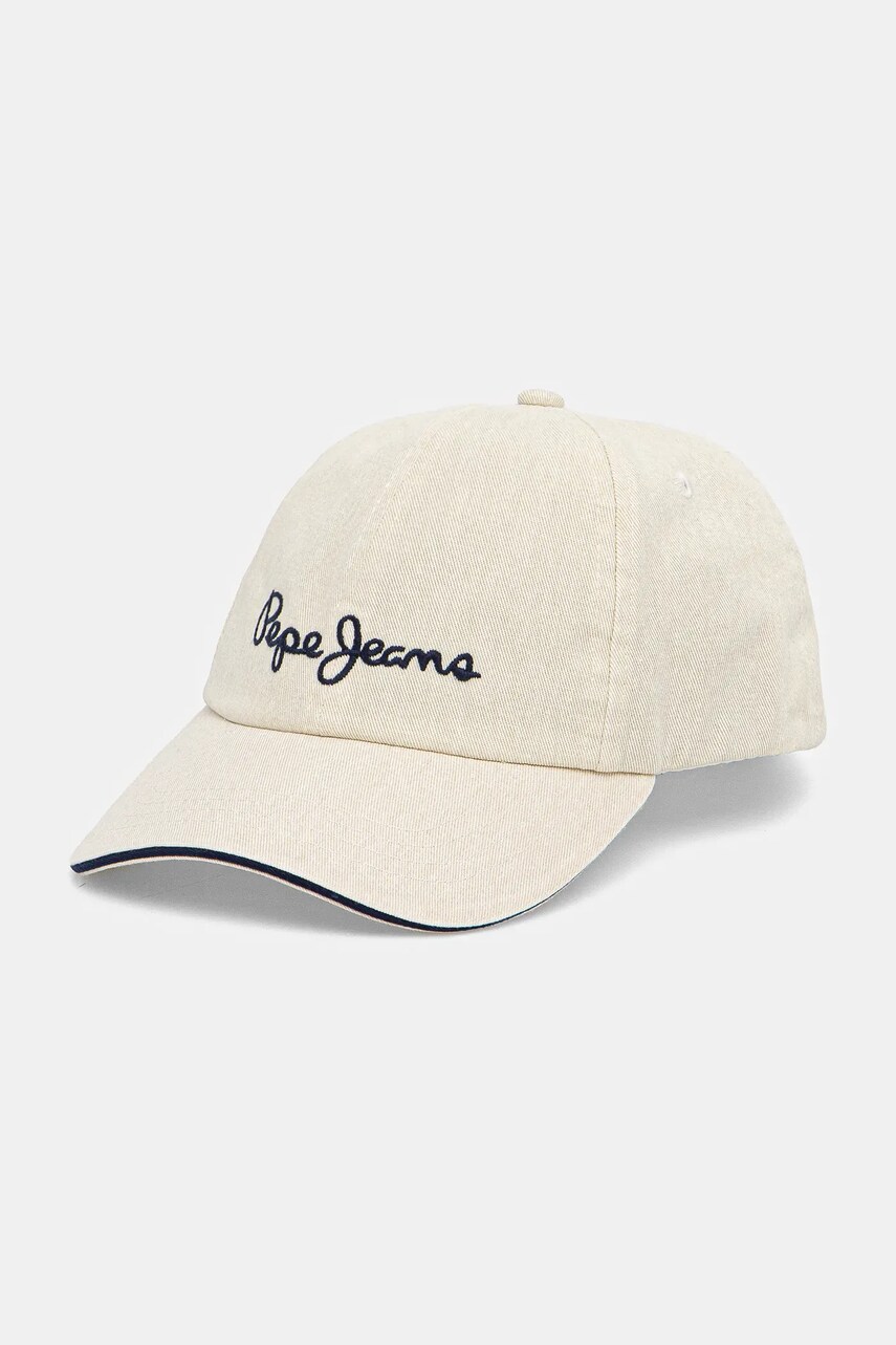 Pepe Jeans șapcă de baseball din bumbac WEI CAP culoarea bej, cu imprimeu, PL040364
