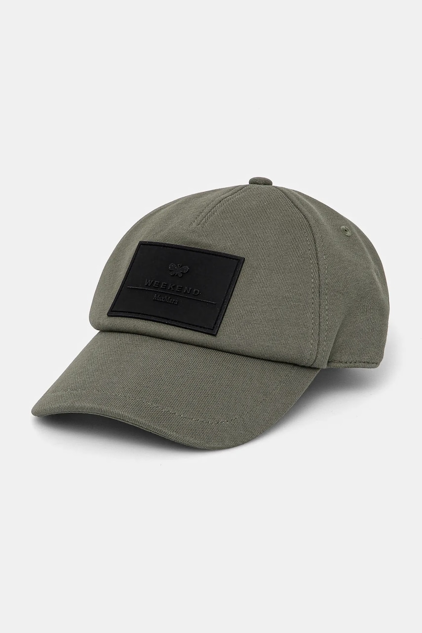 Weekend Max Mara șapcă de baseball din bumbac culoarea verde, cu imprimeu, 2515571064600 Weekend Max Mara șapcă de baseball din bumbac culoarea verde, cu imprimeu, 2515571064600